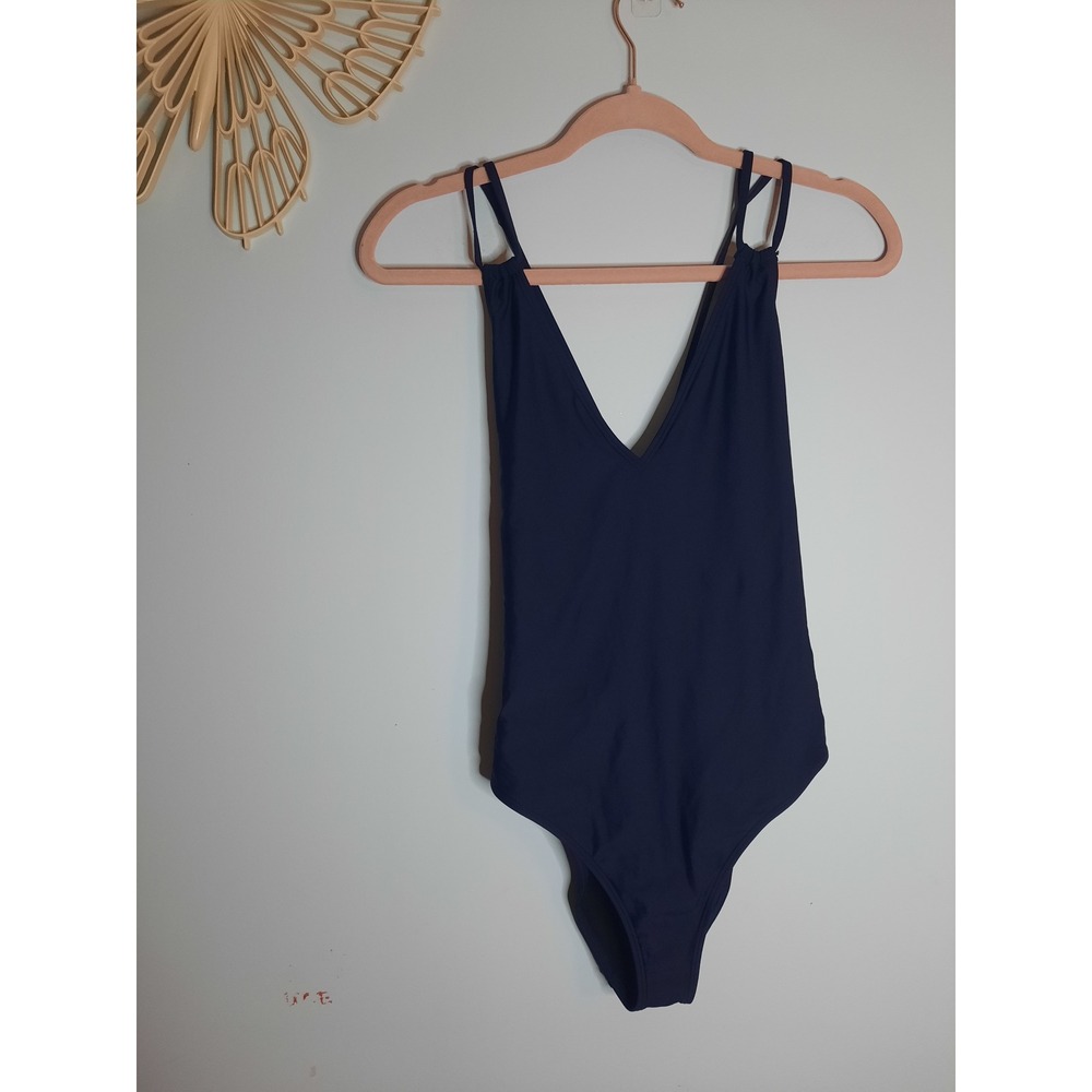 J. Jill Sz 10 Deep Navy Blue Women's One Piece Swimsuit, Coastal, Beach, Summer